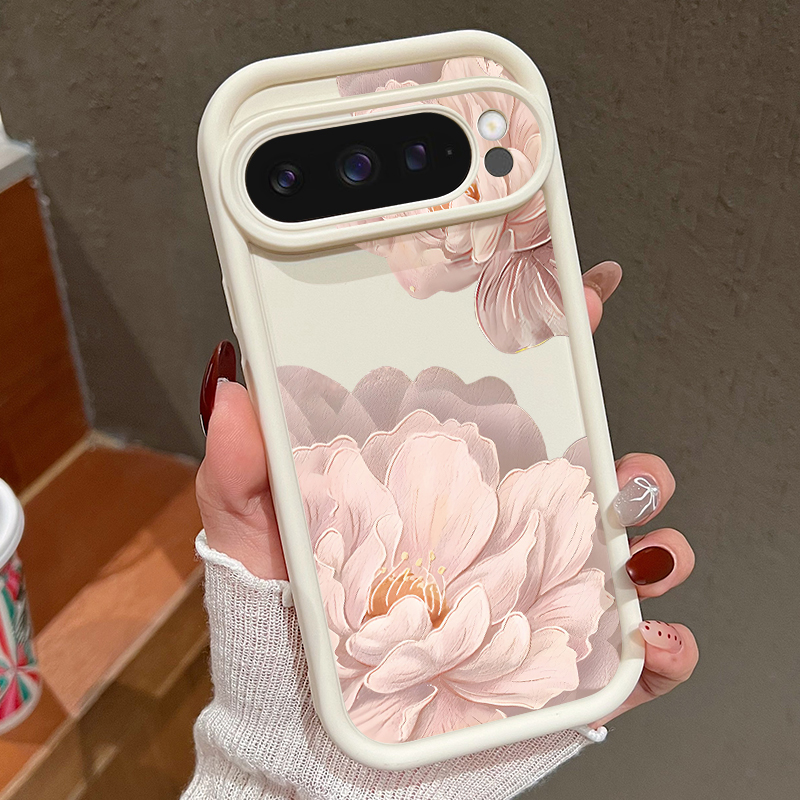 Google Pixel 8A - Pembe Çiçek Desenli Yumuşak TPU Telefon